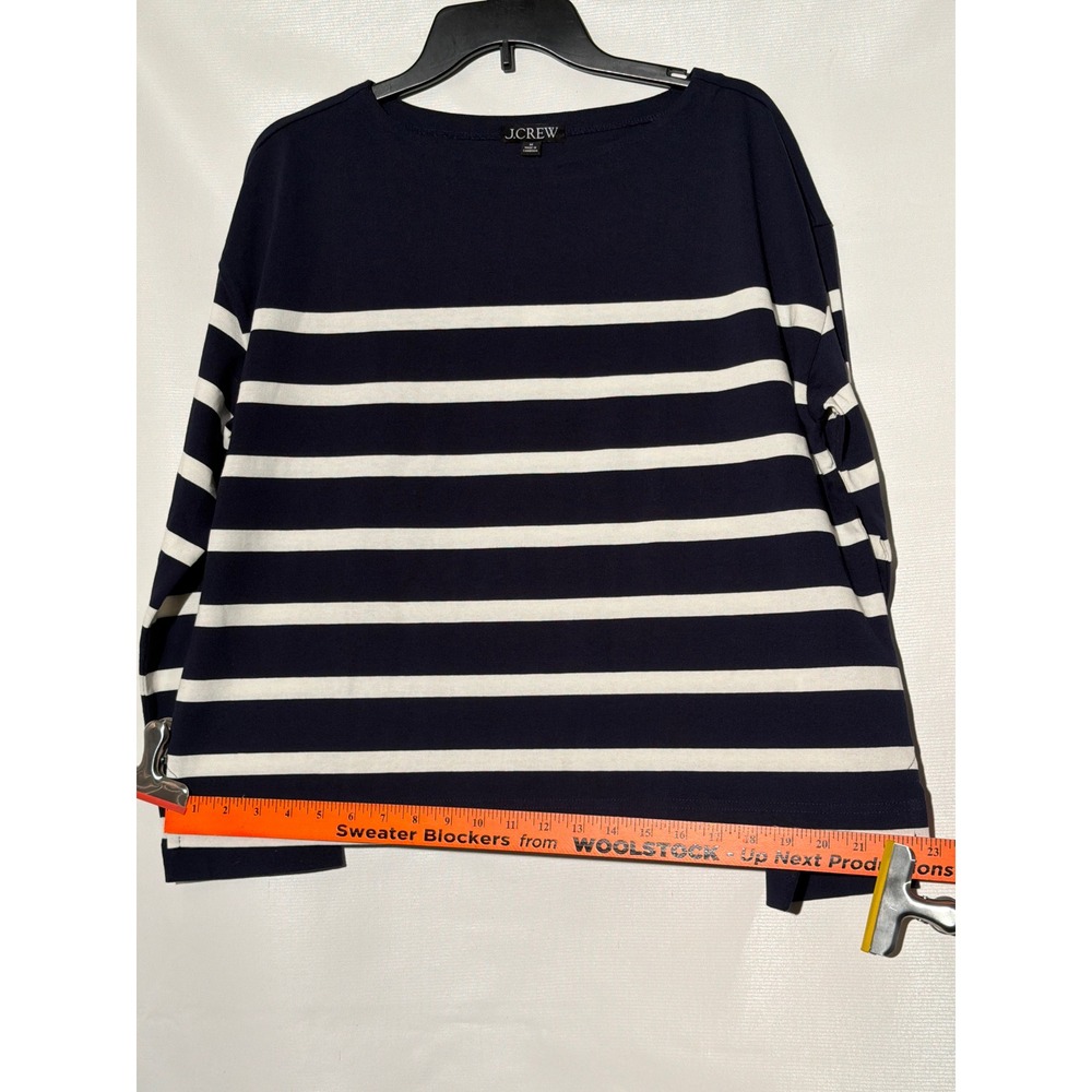 J.Crew Women's Striped Boatneck Long Sleeve Top M Navy White Relaxed Fit - Picture 6 of 6